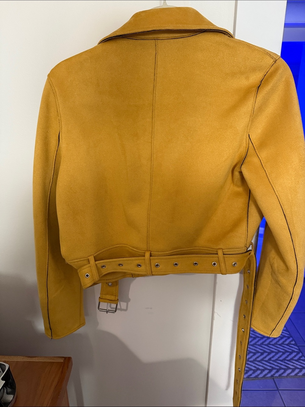 Zara Yellow Suede Cropped Moto Jacket - Picture 4 of 4